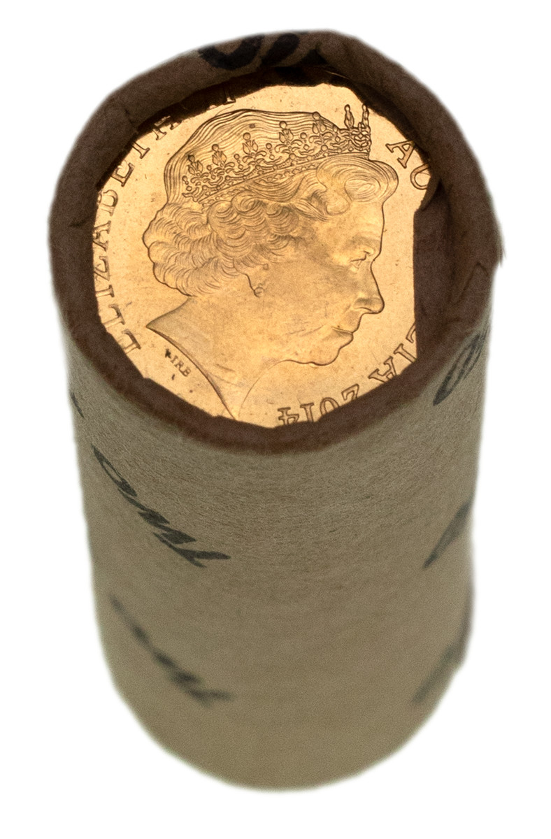 56 · MINT ROLLS: Elizabeth II, mint roll, Remembrance Green Dove, two dollars, 2014.