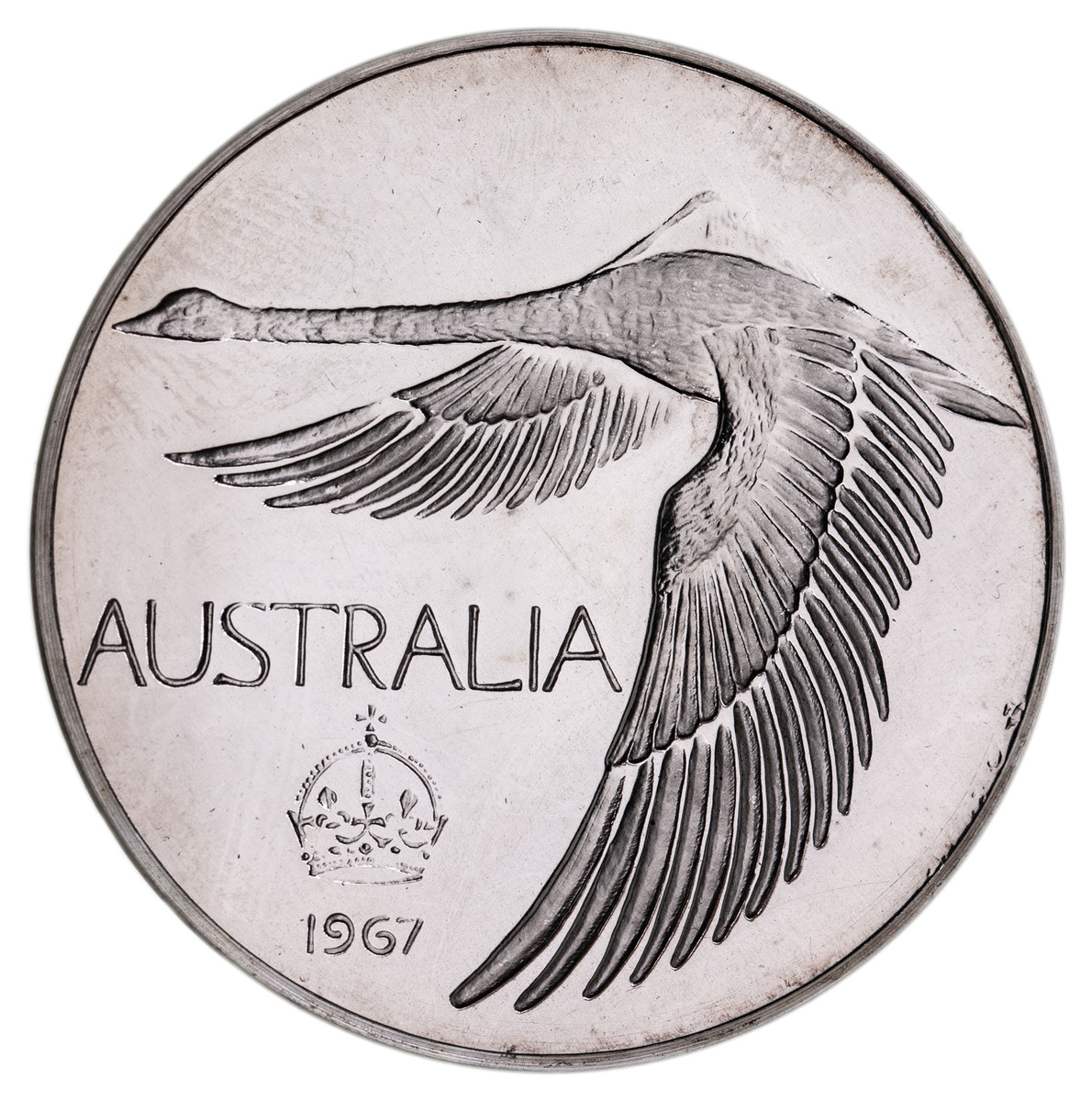 58 · DECIMAL PROOFS: Elizabeth II, unofficial pattern swan dollar proof, 1967, plain edge, by Andor Meszaros for John Pinches.