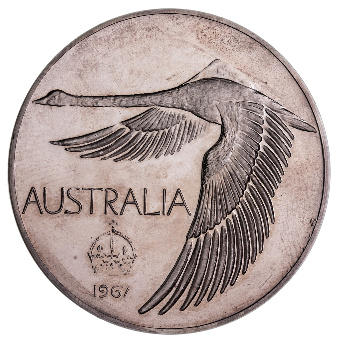 DECIMAL PROOFS: Elizabeth II, unofficial pattern swan dollar proof, 1967, plain edge, by Andor Meszaros for John Pinches.