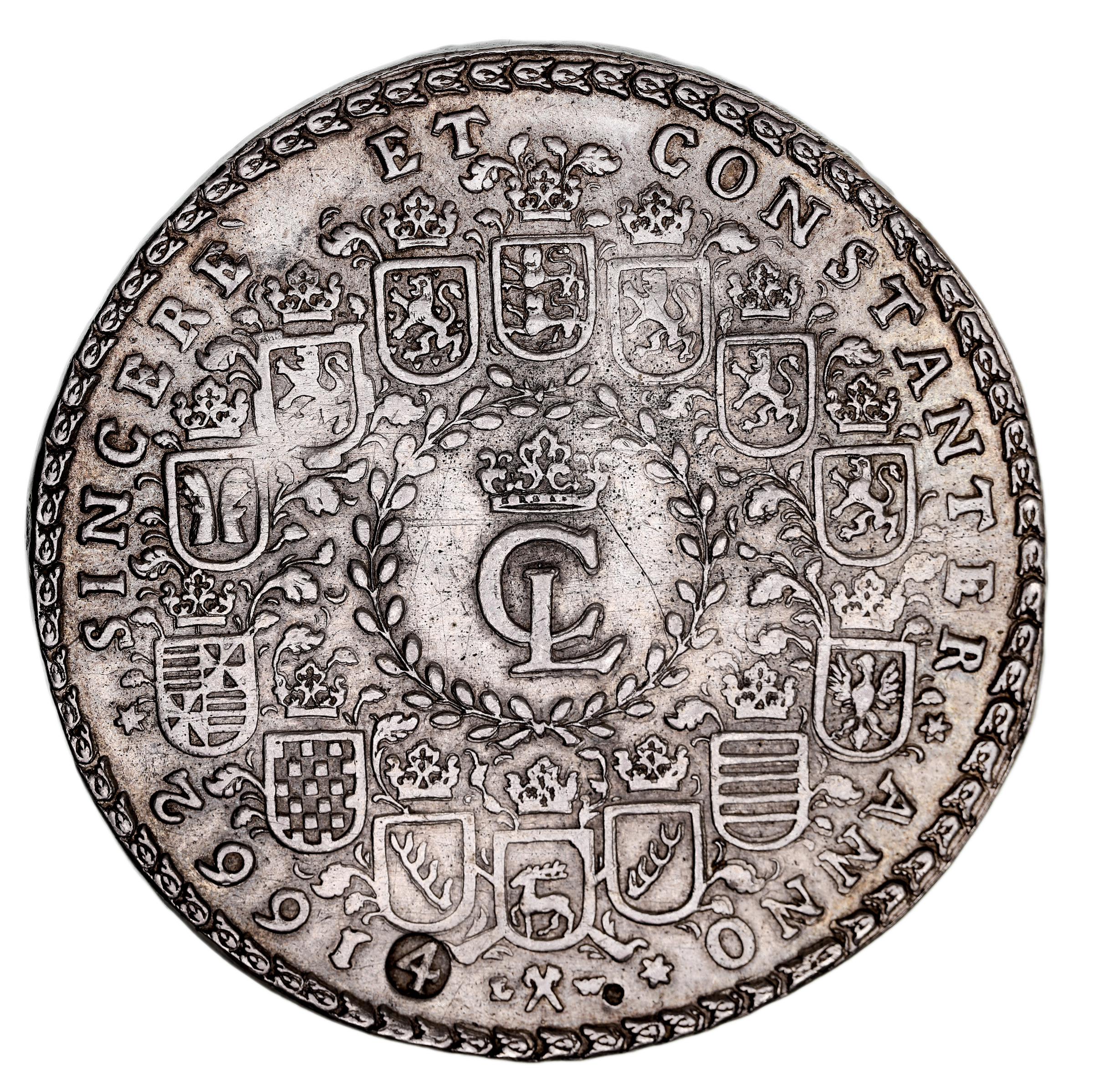 Germany, Brunswick-Luneburg-Celle, multiple mining thaler, four thalers 1662 (KM.223.3. Dav.172) countermarked crowned monogram CL on horse. Good very fine and rare.